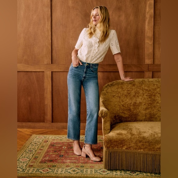 NWT Sézane L’iconique Droit Trousers in Denim Size 2/34 - Picture 3 of 6